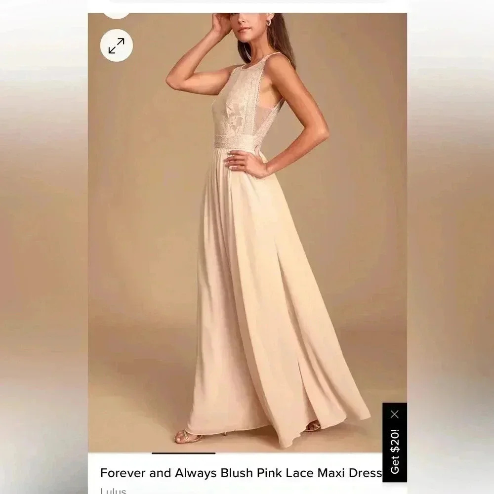 Lulus Forever and Always Blush Lace Maxi Dress SIze XL - Picture 2 of 12